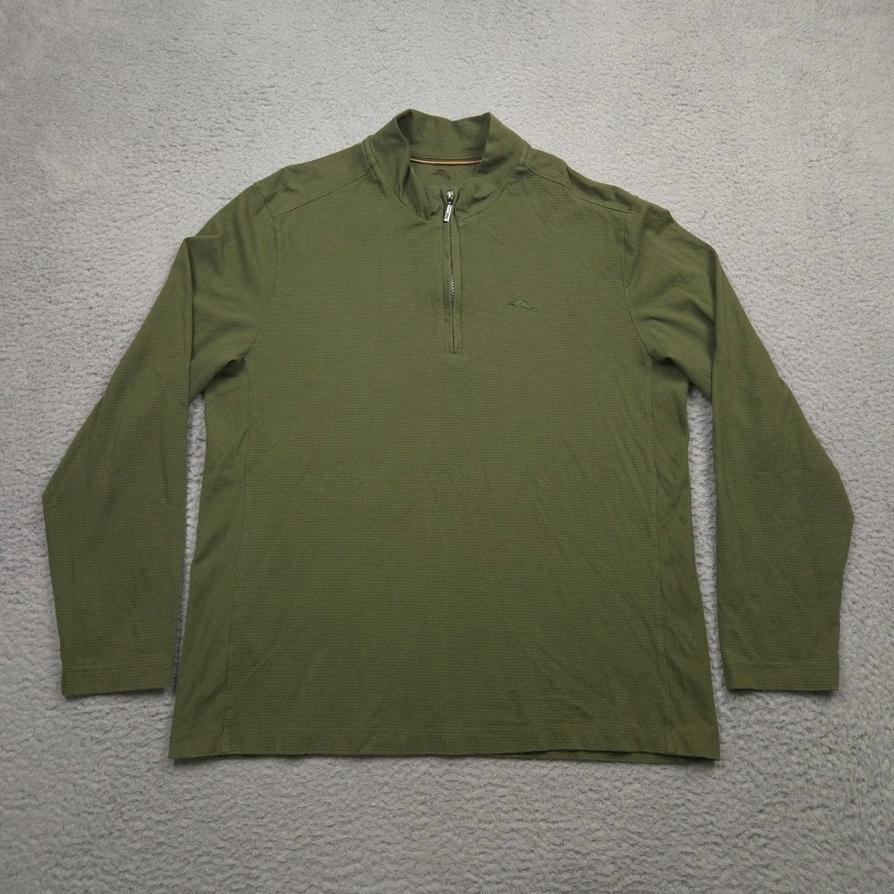 Tommy Bahama Mens XXL Green Quarter Zip Pullover Cotton Modal Mock Neck